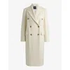 Hugo Boss Long-length Twill Coat With Double-breasted Closure In Open White