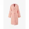 Hugo Boss Womens Primrose Plain Logo-embroidered Hooded Cotton-velvet Bathrobe In Primrose