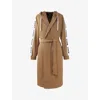 Hugo Boss Womens Camel Boss Sense Logo-print Hooded Cotton-blend Bathrobe In Camel