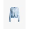 Hugo Boss Floral Knitted Jacquard V-neck Sweater In Light/pastel Blue