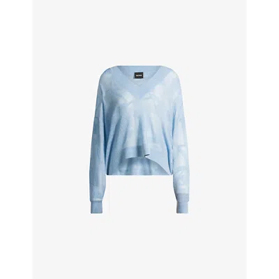 HUGO BOSS WOMENS BOSS V-NECK KNITTED JUMPER