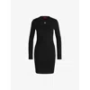 Hugo Boss Ribbed Dress In Stretch Fabric With Stacked Logo In Black