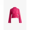 Hugo Boss Womens Hugo Wrap-over Long-sleeve Woven Top In Bright Pink