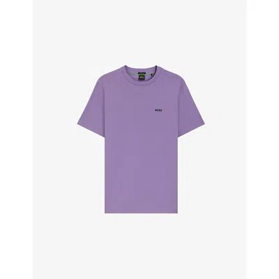 Hugo Boss Womens Bright Purple Brand-detail Regular-fit Stretch-cotton T-shirt Xxxl