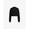 Hugo Boss Womens Chain-embellished Cropped Stretch Cotton-blend Sweatshirt Black In Black