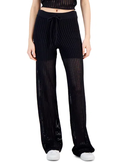 Hugo Boss Womens Crochet Knit Straight Leg Pants In Black