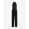 Hugo Boss Womens Dark Blue Plissé-pleats Sleeveless Jersey Jumpsuit In Dark Blue