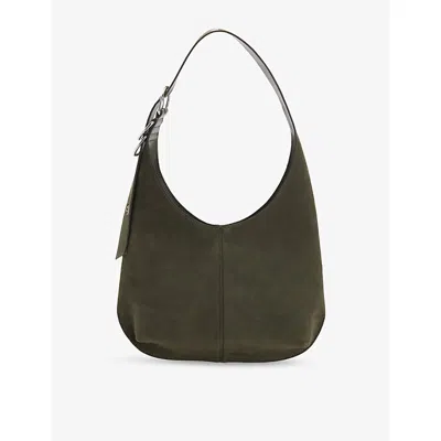 Hugo Boss Womens Faux-suede Hobo Bag Dark Green