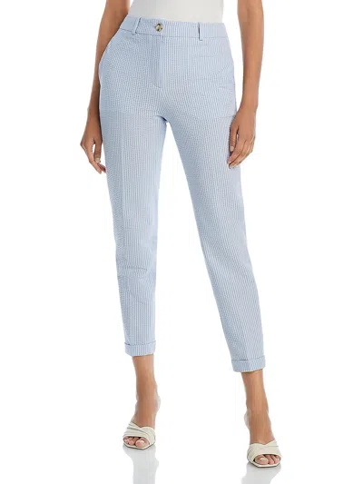 Hugo Boss Womens High Rise Textured Cropped Pants In Blue