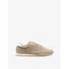 Hugo Boss Womens Logo Suede Low-top Trainers Open Brown Eur 41 / 8 Uk