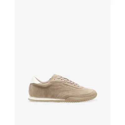 Hugo Boss Womens Logo Suede Low-top Trainers Open Brown Eur 41 / 8 Uk
