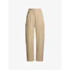 Hugo Boss Womens Boss Patch-pocket Straight-leg Mid-rise Stretch-cotton Trousers In Medium Beige