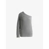 Hugo Boss Womens One-shoulder Brushed-texture Stretch-knit Jumper Medium Grey