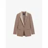 Hugo Boss Womens Open Brown Colour-block Lapel Single-breasted Virgin-wool Blazer In Brown