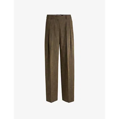 HUGO BOSS WOMENS OPEN MISCELLANEOUS CENTRE-CREASE STRAIGHT-LEG MID-RISE WOVEN TROUSERS