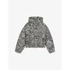 Hugo Boss Womens Open Miscellaneous Herringbone-print Padded Shell-down Jacket In Black