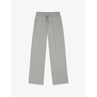 Hugo Boss Womens Open Miscellaneous Oversized-fit Wide-leg Stretch-twill Trousers In Gray
