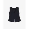 Hugo Boss Womens Open Miscellaneous Striped Single-breasted Woven Waistcoat