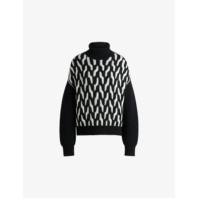 HUGO BOSS WOMENS BOSS TURTLENECK DROPPED-SHOULDER WOOL JUMPER