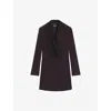 Hugo Boss Womens Open Purple Tuxedo-style Contrast-lapel Wool Mini Dress In Purple