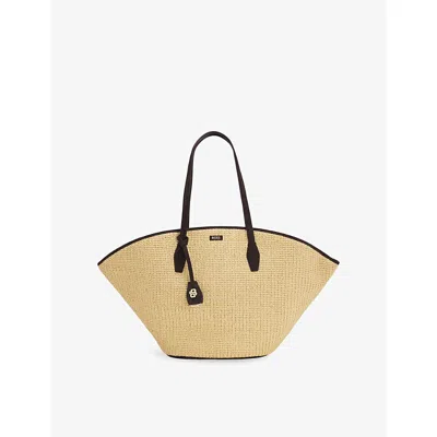 Hugo Boss Womens Open White Logo Raffia Tote Bag