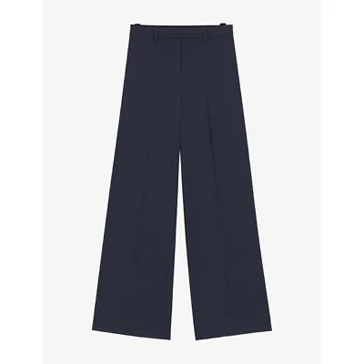 Hugo Boss Womens Pinstriped Wide-leg High-rise Woven Trousers Open Miscellaneous