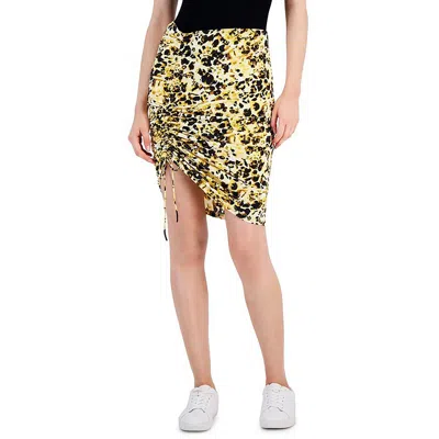 Hugo Boss Womens Ruched Above Knee Mini Skirt In Yellow