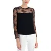 Hugo Boss Regular-fit Collarless Blouse With Lace Trim In Black