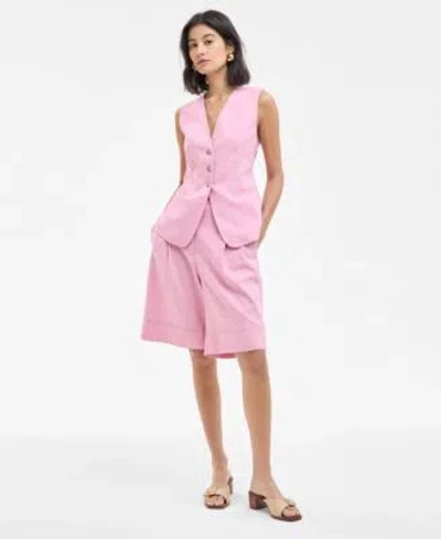 Hugo Boss Womens V Neck Vest Shorts In Pink
