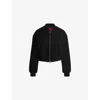Hugo Boss Womens Hugo Waffle-texture Cropped Cotton-blend Jacket In Black