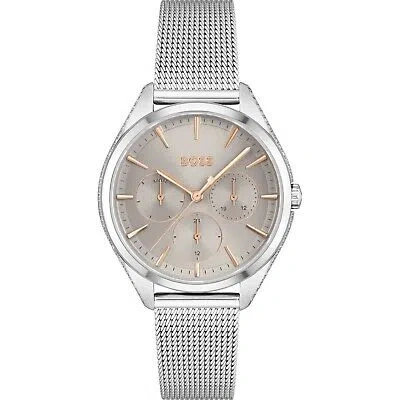 Pre-owned Hugo Boss Womens Wristwatch  Saya 1502638 Multifunction Stainless Steel Mesh