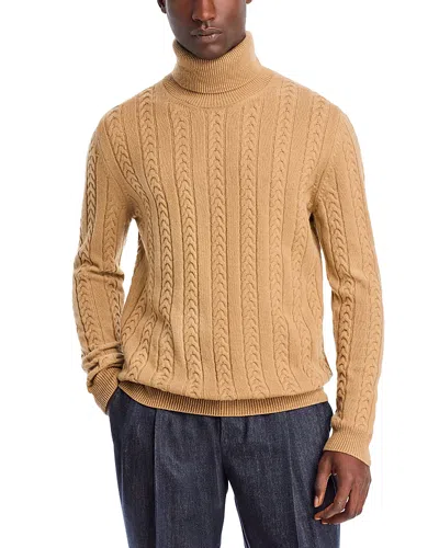 HUGO BOSS WOOL & CASHMERE CABLE KNIT TURTLENECK SWEATER