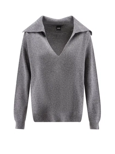 Hugo Boss Wool And Cashmere Sweater In Gray