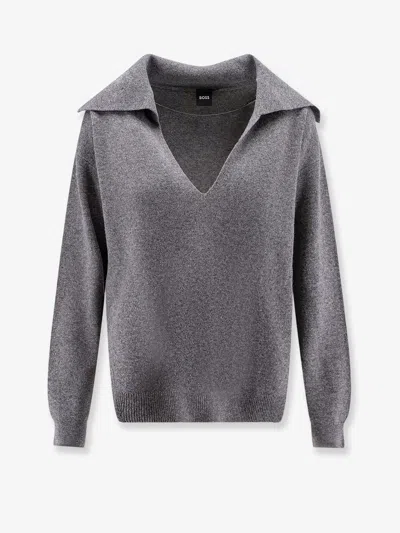Hugo Boss Wool And Cashmere Sweater In Gray