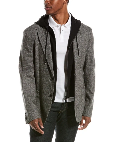 Hugo Boss Wool & Silk-blend Blazer In Grey