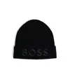 Hugo Boss Boss Womens Black Logo-embroidered Turn-up Wool And Cashmere-blend Beanie In Black