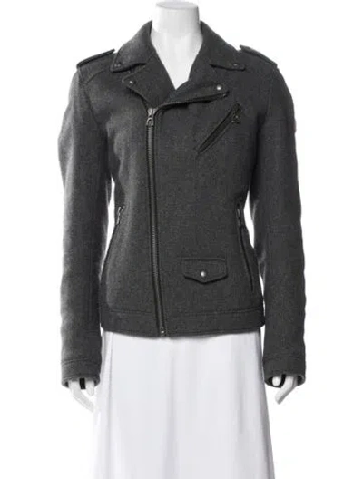 Pre-owned Hugo Boss Wool Biker Jacket In Gray
