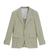 Hugo Boss Regular-fit Micro-patterned Blazer With Elbow Patches In Gray