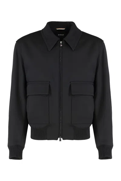 HUGO BOSS WOOL BLEND BOMBER JACKET