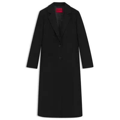 Hugo Boss Wool-blend Coat In A Relaxed Fit In Black