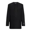 Hugo Boss Wool-blend Deep V-neck Tailored Jacket In Grey