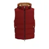 Hugo Boss Wool-blend Hooded Gilet With Down Filling In Red