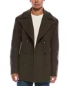 Hugo Boss Boss Clay Stretch Wool Blend Peacoat In Brown