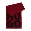 Hugo Boss Wool-blend Scarf With Stacked Logo And Fringing In Pink