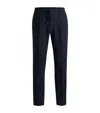 Hugo Boss Wool-blend Seersucker Drawstring Tailored Trousers In Blue