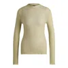 Hugo Boss Wool-blend Slim-fit Sweater With Side Slits In Green