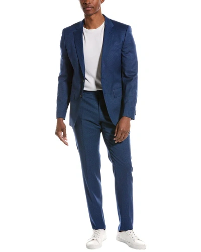 Hugo Boss Wool-blend Suit With Flat Front Pant In Blue