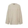 Hugo Boss Wool-blend Sweater With Cable-knit Structure In White