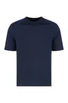 Hugo Boss Ribbed Collar Crew Neck T-shirt With Side Slits In Blue