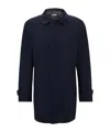 Hugo Boss Waterproof Coat Blended With Wool In Black